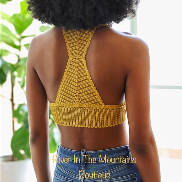 NEW! Ribbed Lace BoHo Racerback Bralette! S-M-L! - Picture 2 of 2